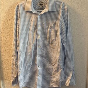 Joseph Abboud Light Blue Checkered Dress Shirt 16.5 36/37